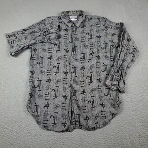 Bullock & Jones Shirt Mens Gray Abstract Casual Button Up Long Sleeve *